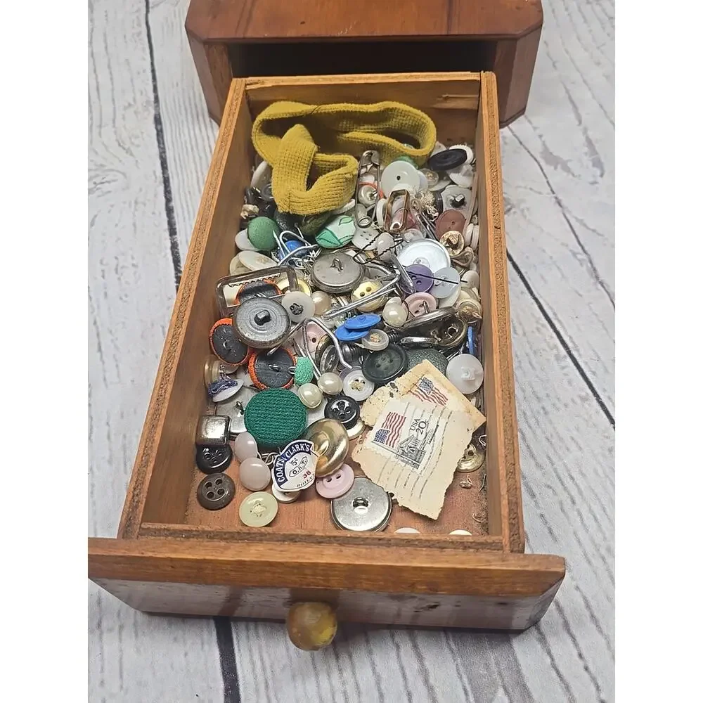 Vintage Wooden Figural Bird Sewing Caddy Stand with Drawer
